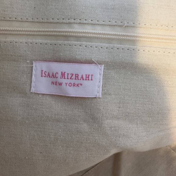 NWT Isaac Mizrahi New York Straw Tote w/ Matching Pouch Pom Poms Beach Vacation - Picture 6 of 6